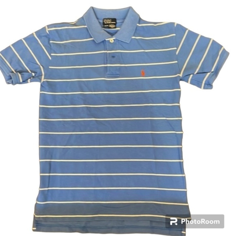 POLO RALPH LAUREN Blue‎ and White Short Sleeved Polo Youth XL